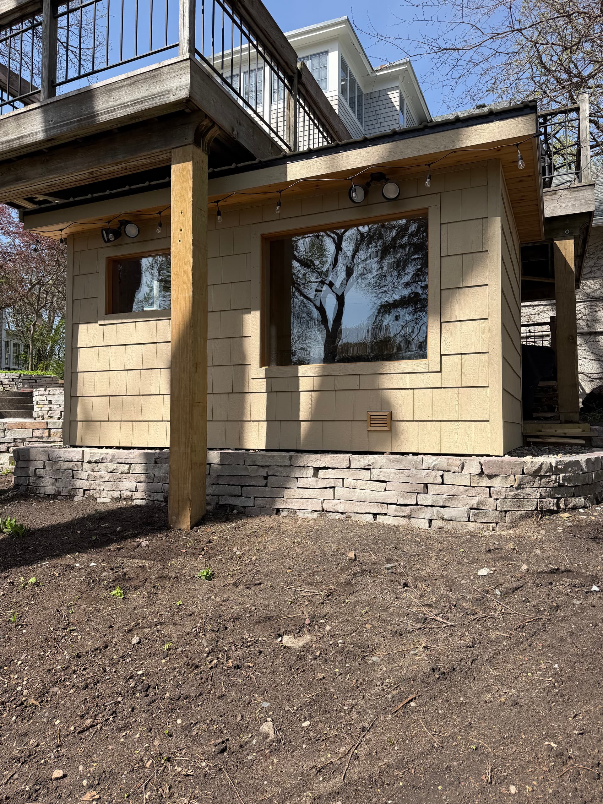 Chilton Flagstone Patio with Fire Pit and Retaining Walls